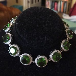 GORGEOUS Sterling Silver & Green Topaz Bracelet